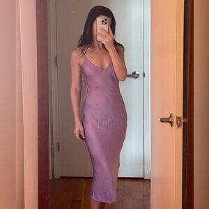 Revolve Cali dreaming purple silky slip v neck midi dress size XS/S